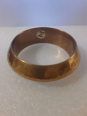 Hammered Brass-Tone Bangle Bracelet Made In India